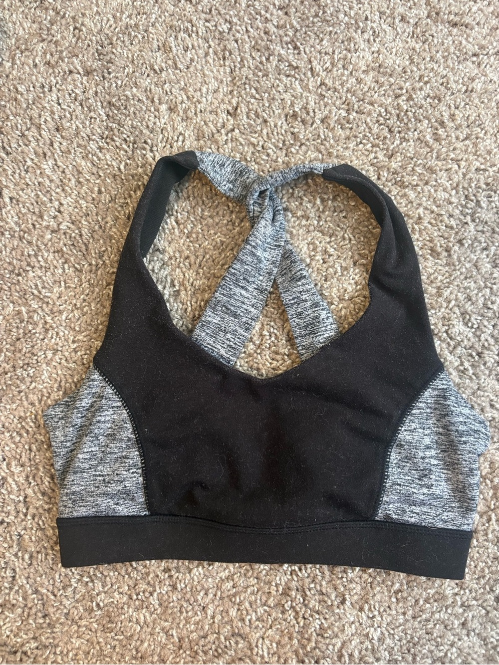 GAIAM Black and Gray Cross-Back Sports Bra